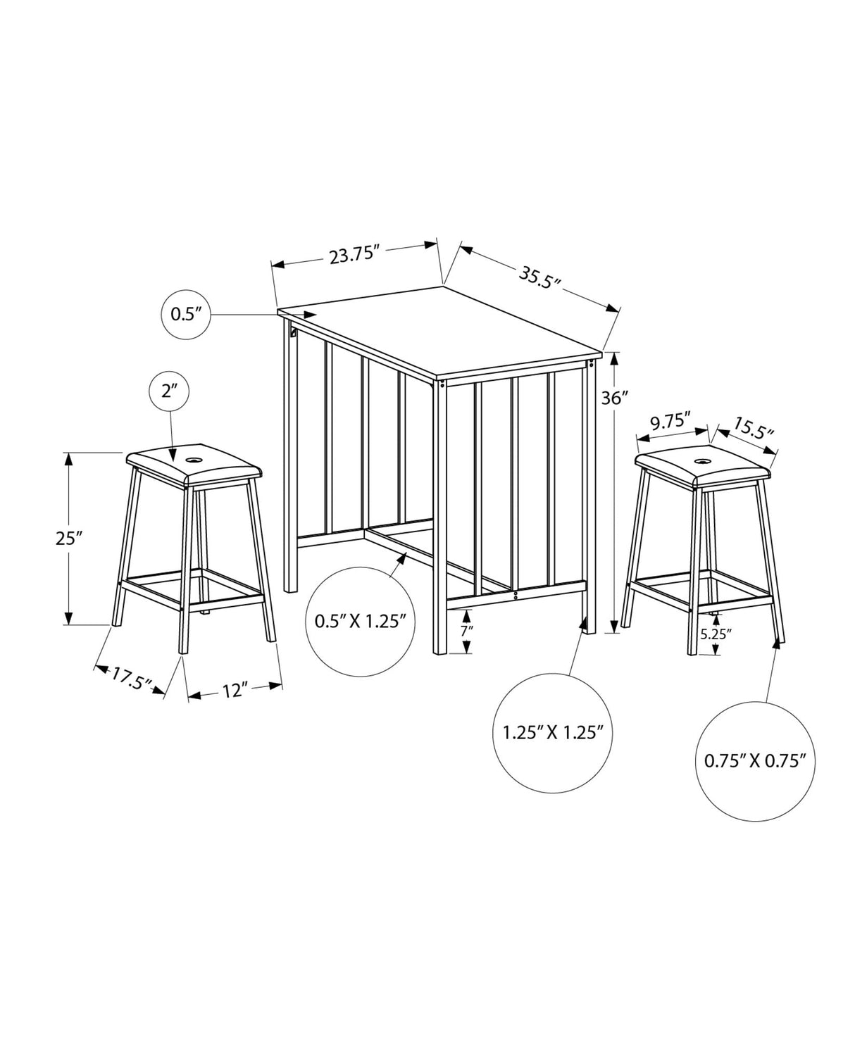 3 Pieces Dining Set, Counter Height, Rectangular, Small, Contemporary & Modern - Best Buy Furniture