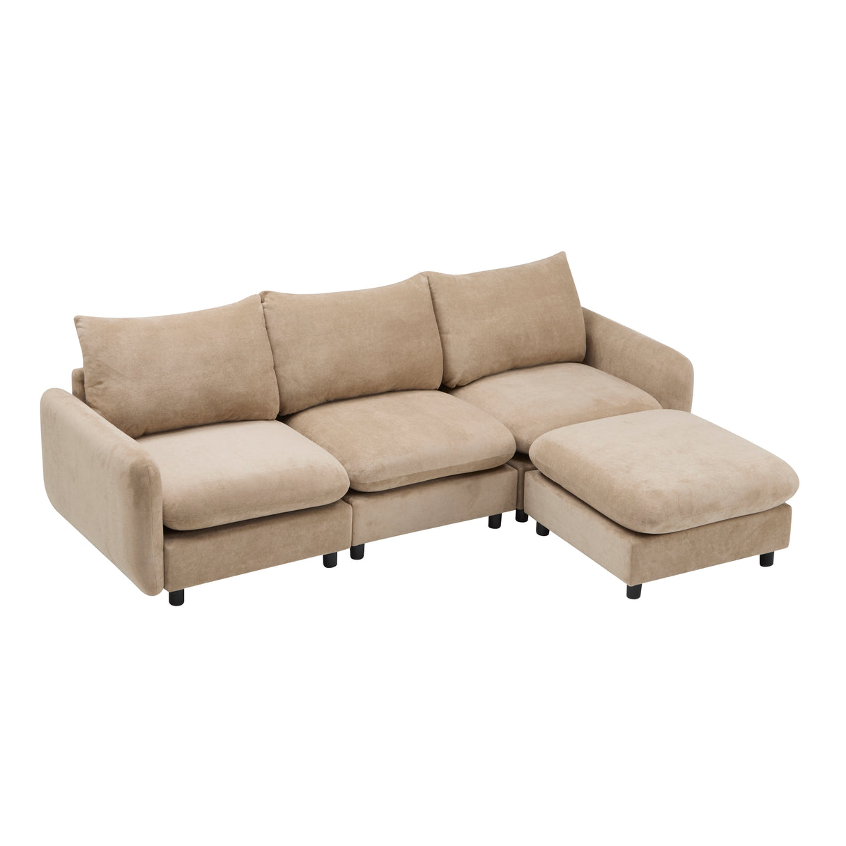 99 in. 4-Piece L Shaped Modular Velvet Sectional Sofa with Ottoman