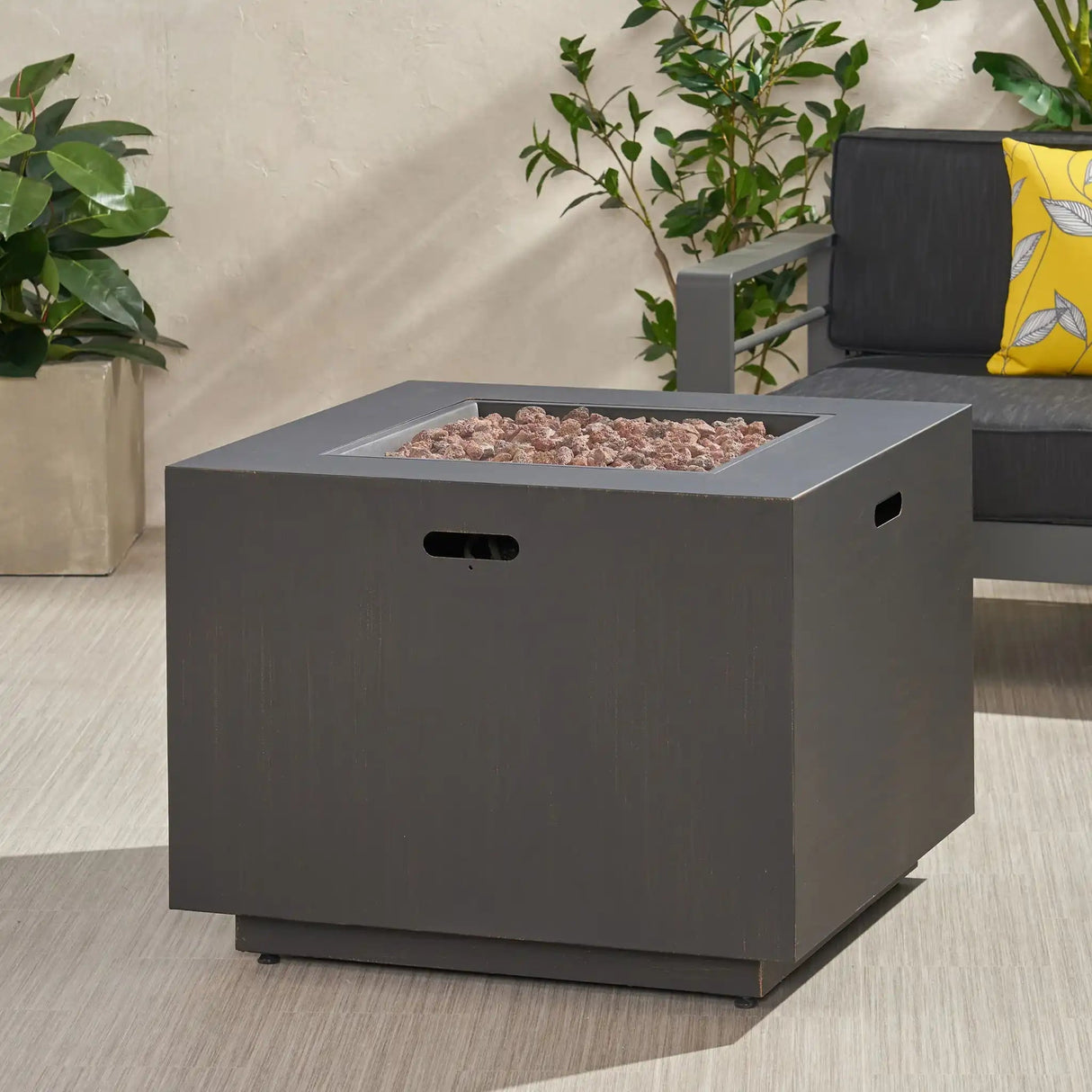 Outdoor Patio Gas Burning Fire Pit Table 50,000 Btu, Square - Best Buy Furniture