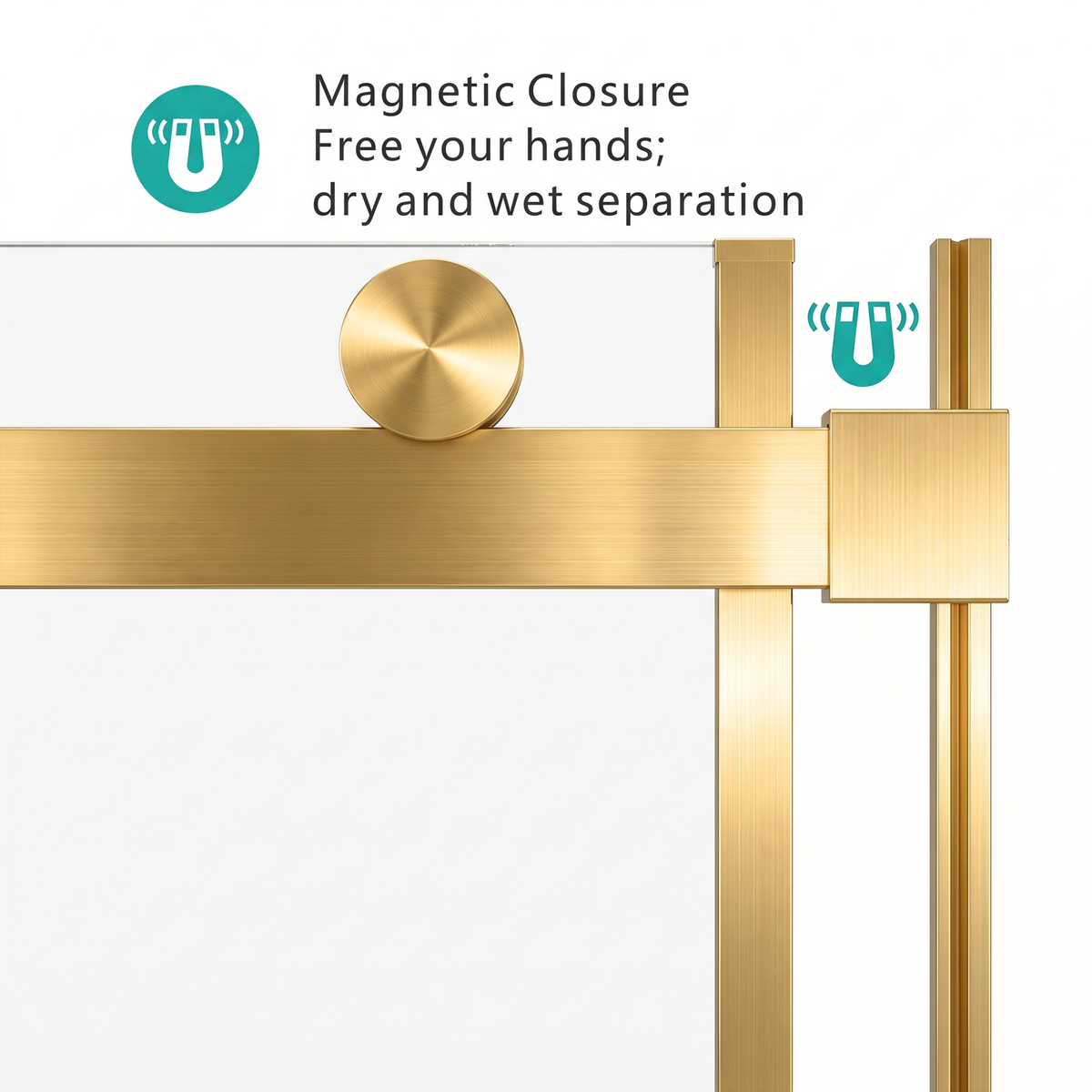 Frameless Sliding Shower Door, 56-60 Inch, 8mm Tempered Glass, Brushed Gold
