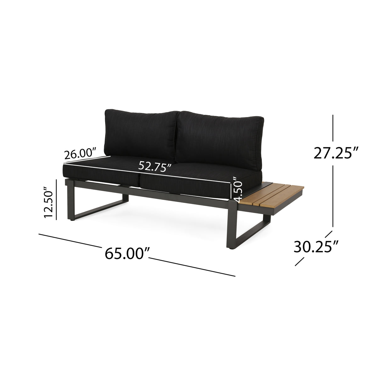 Sterling V-Shaped Outdoor Aluminum 5 Seater Sofa Set with Cushions