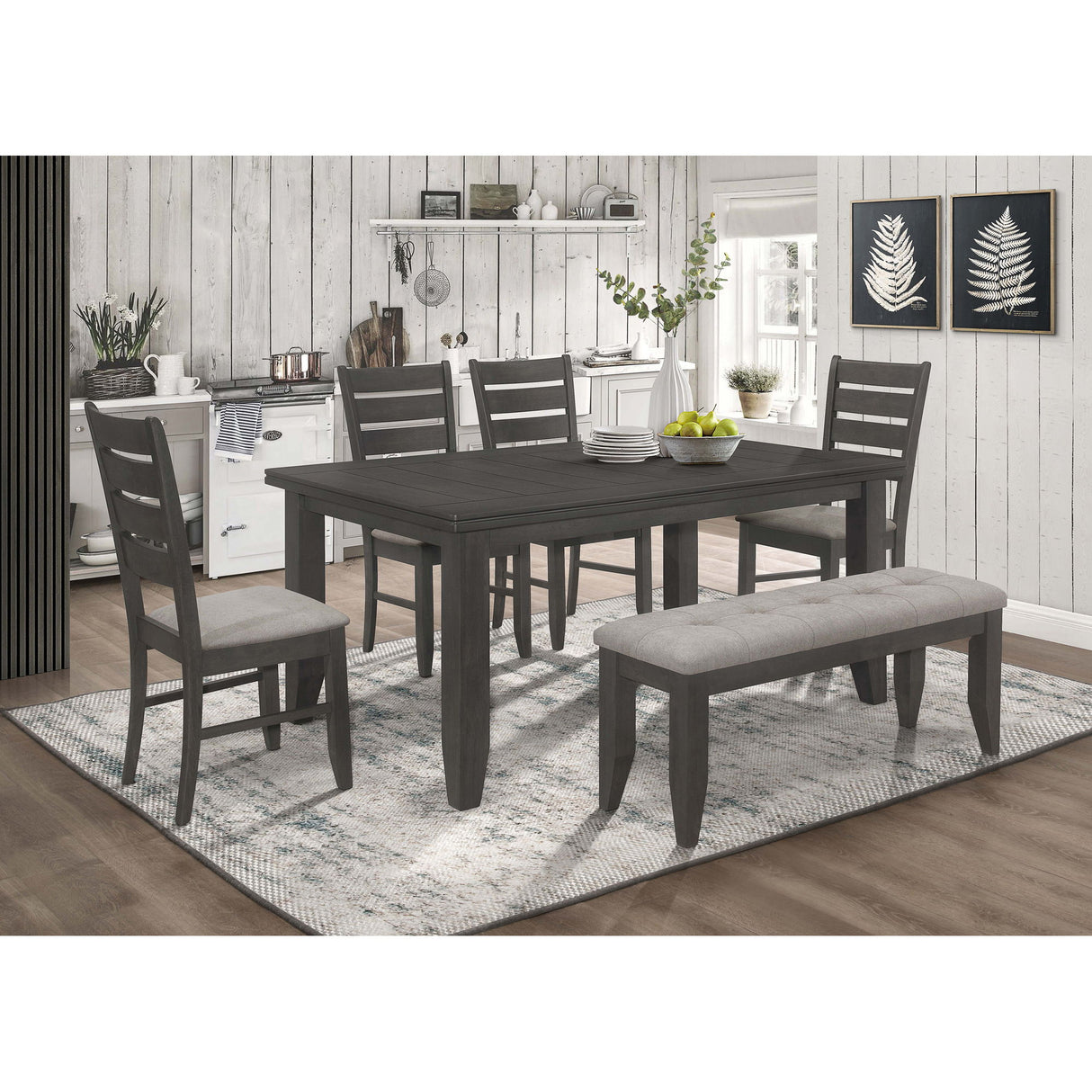 Erskin - Upholstered Dining Bench With Button Tufted Cushion - Dark Gray