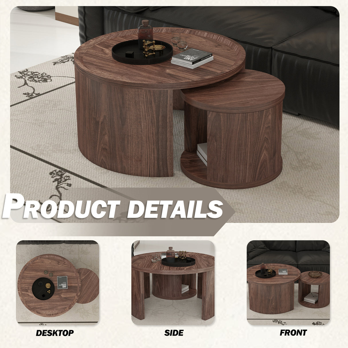 Round Nesting Coffee Table Set of 2