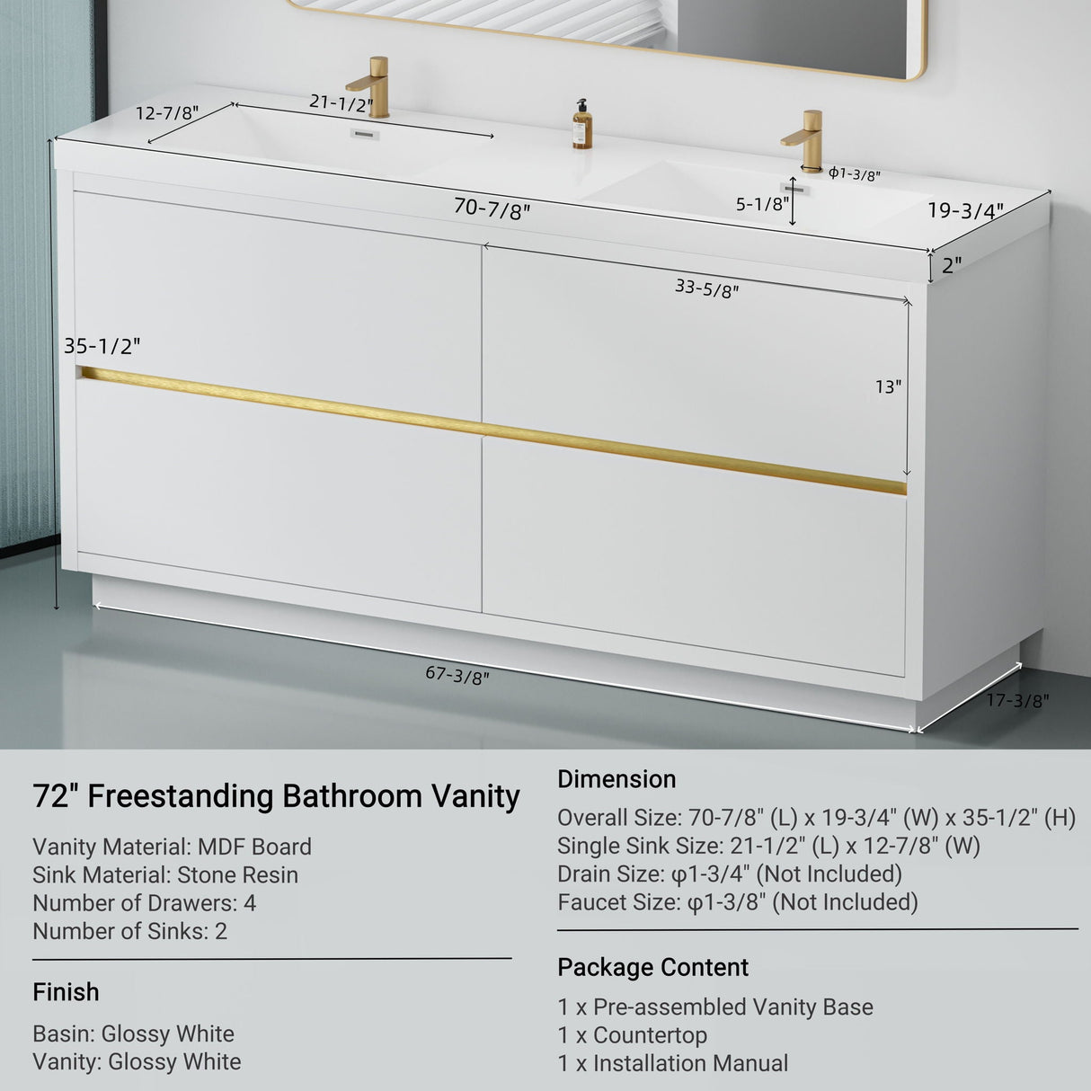 Bathin Freestanding Bathroom Vanity With Double Sinks