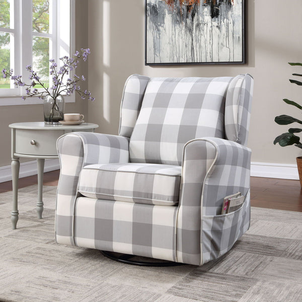 Patli - Glider Chair With Swivel - Gray / White - Best Buy Furniture
