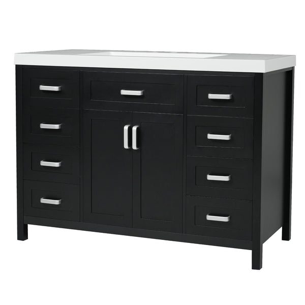 Bathroom Vanity With Sink, 2 Doors & 8 Drawers, Soft Close System
