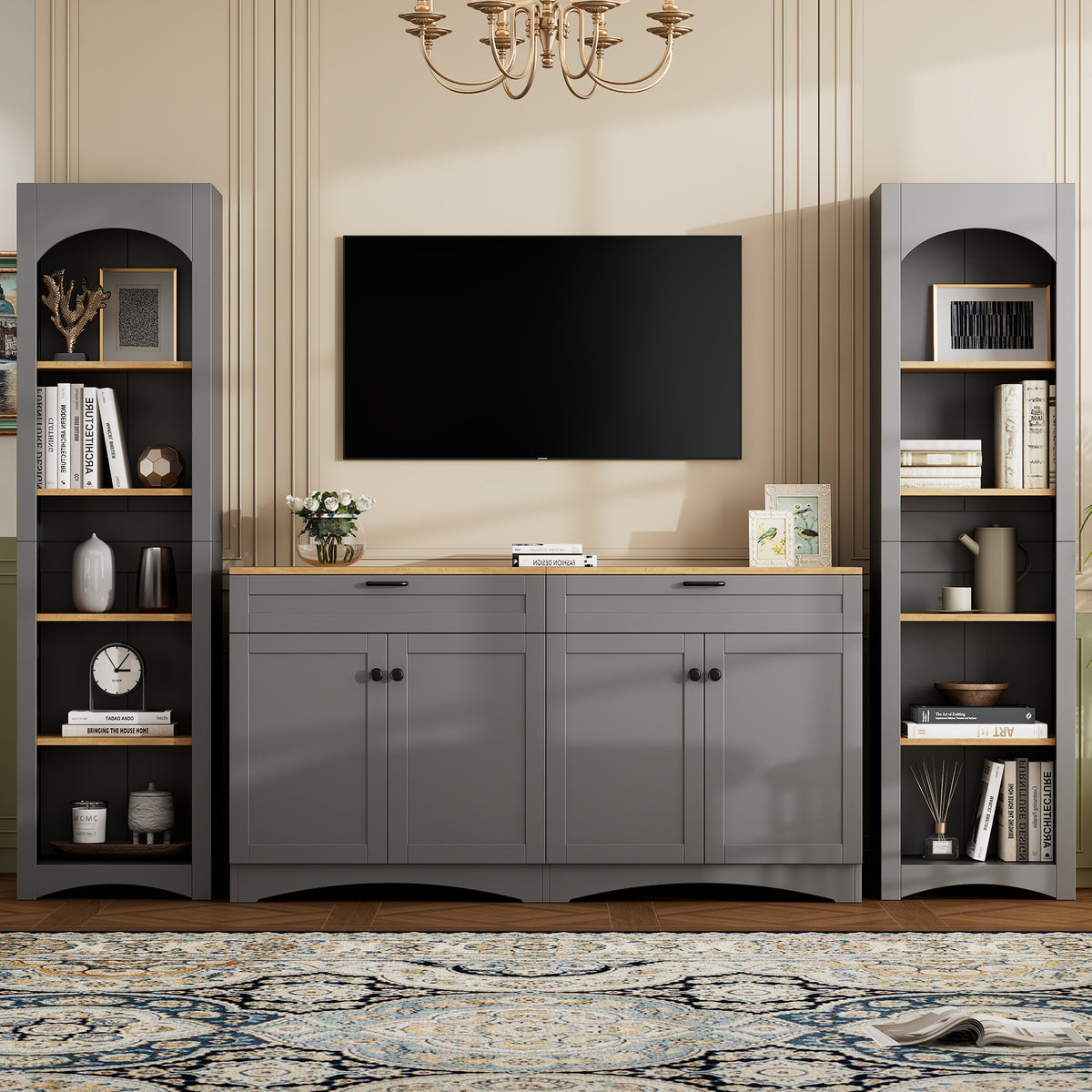 ON-TREND 3-Piece Farmhouse Entertainment Center