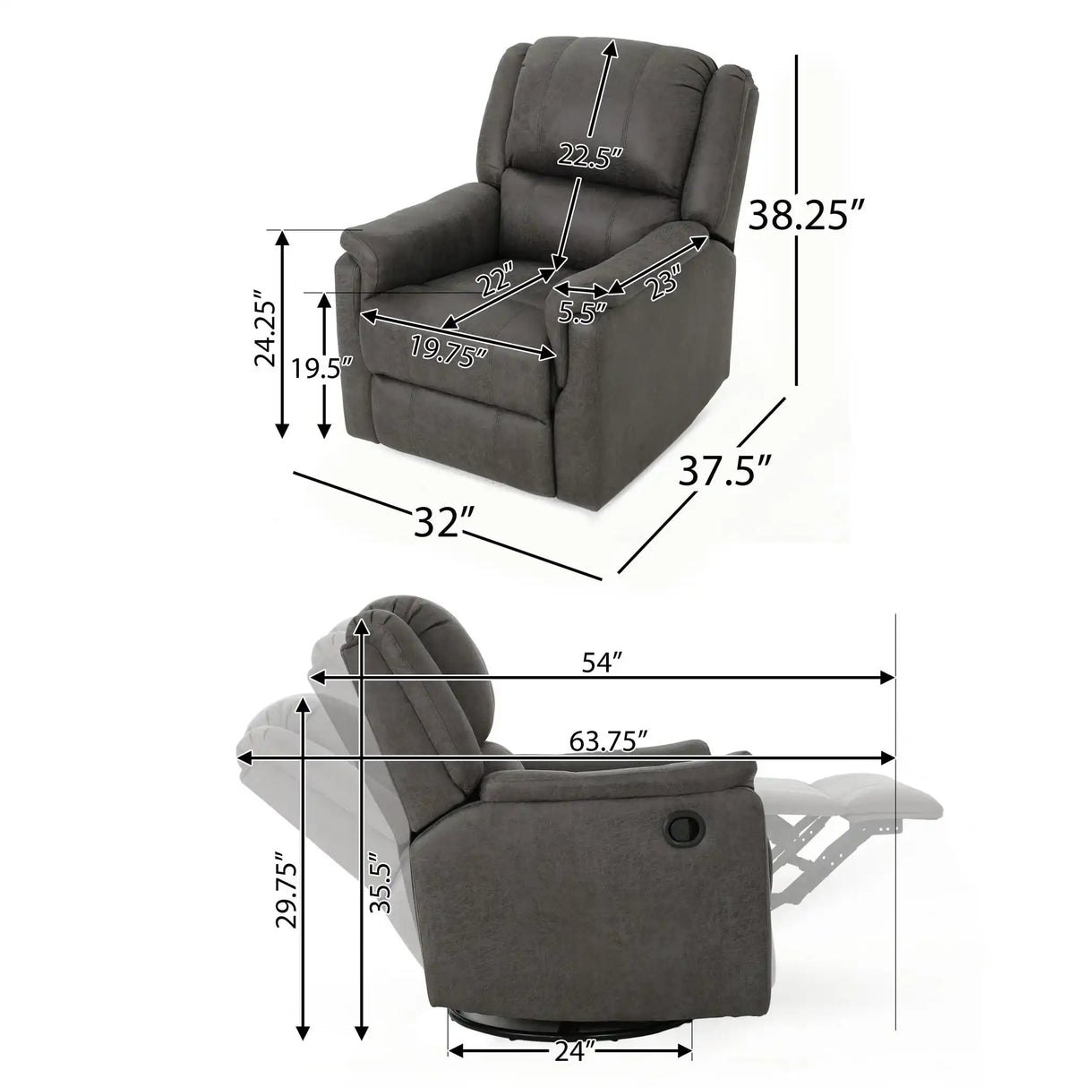 Contemporary Glider Recliner With Swivel Function - Best Buy Furniture