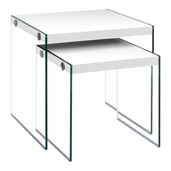 Accent Nesting Table Clear Tempered Glass For Living Room (Set of 2) - Best Buy Furniture