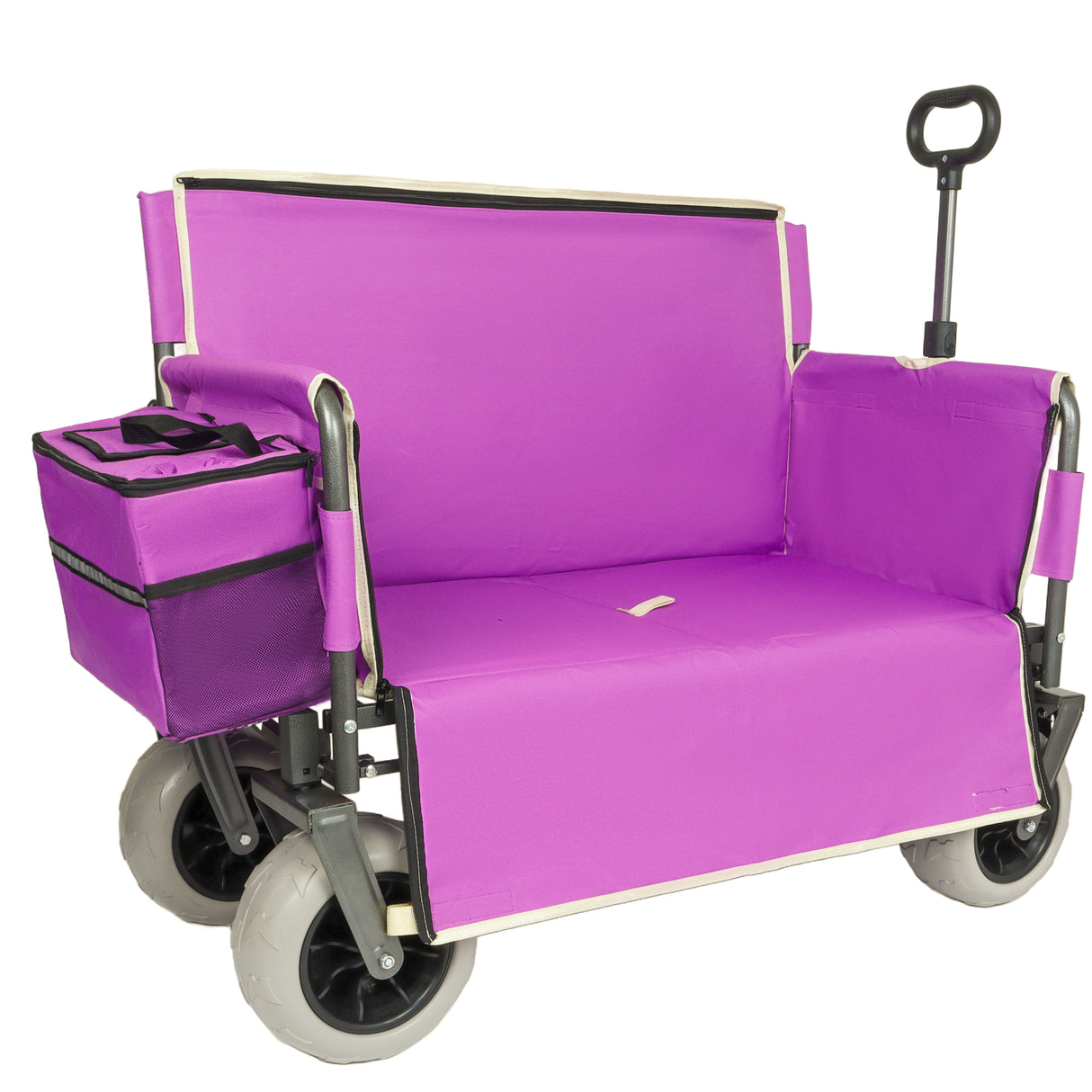 3-in-1 Heavy-Duty Folding Wagon Cart with Bench Seat & Storage