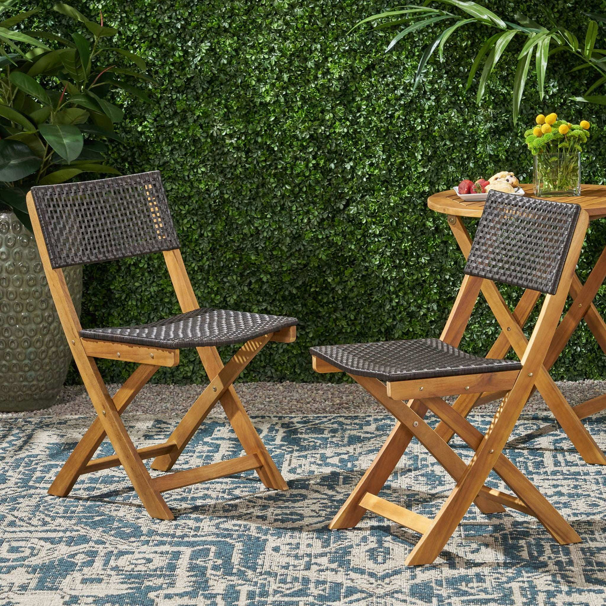 Bistro Foldable Chair With Wicker Backrest - Best Buy Furniture