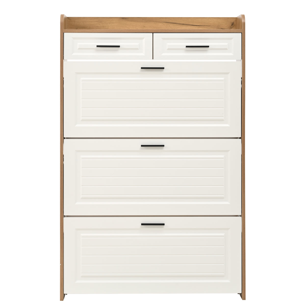 Shoe Cabinet with 3 Hidden Flip Drawers & 2 Storage Drawers