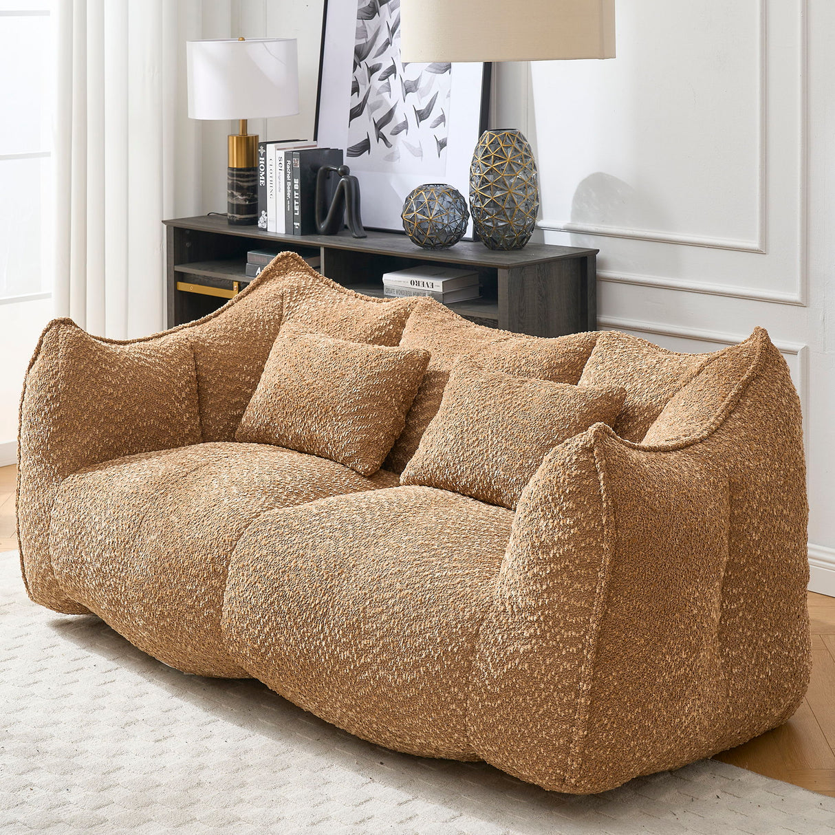 Comfortable Dual Beanbag Chair With High Resilience Foam Core For 2 People