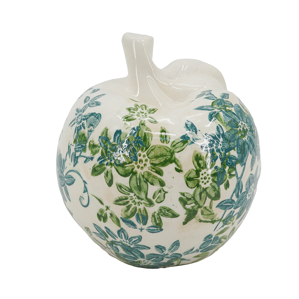 Set of 2 Floral Ceramic Pear and Apple Decor
