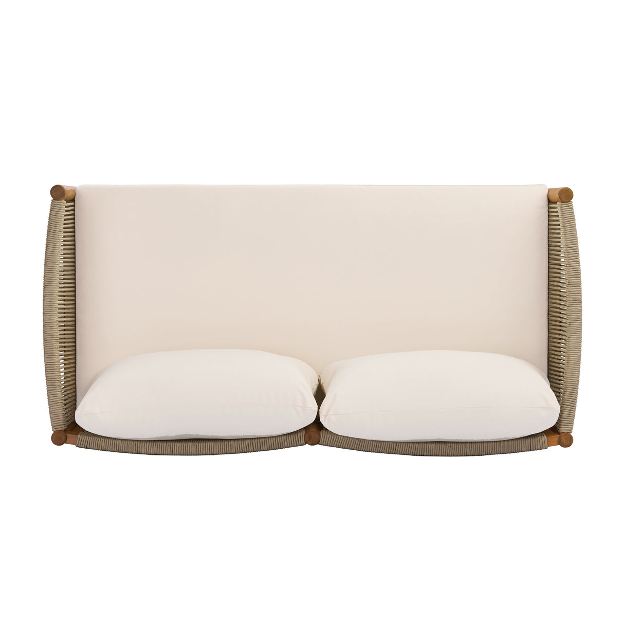 Outdoor Loveseat and Coffee Table Set with Acacia Wood Frame in Teak Look