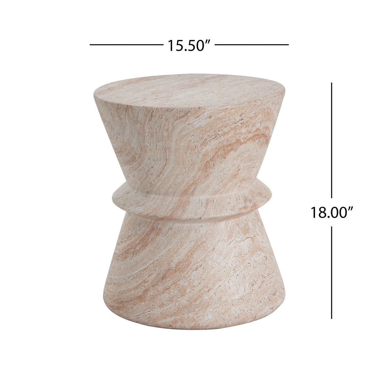 Outdoor / Indoor Lightweight Concrete Side Table With Travertine - Beige - Best Buy Furniture