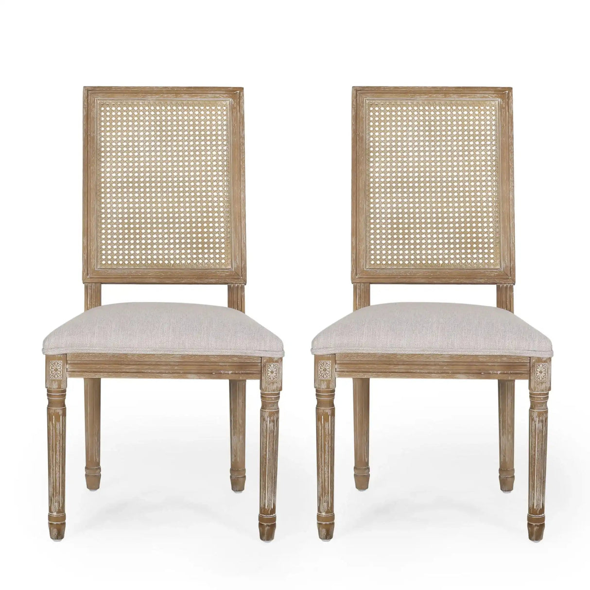 French Country Dining Chair With Rectangular Cane Backrest And Smooth Upholstered Seating - Best Buy Furniture