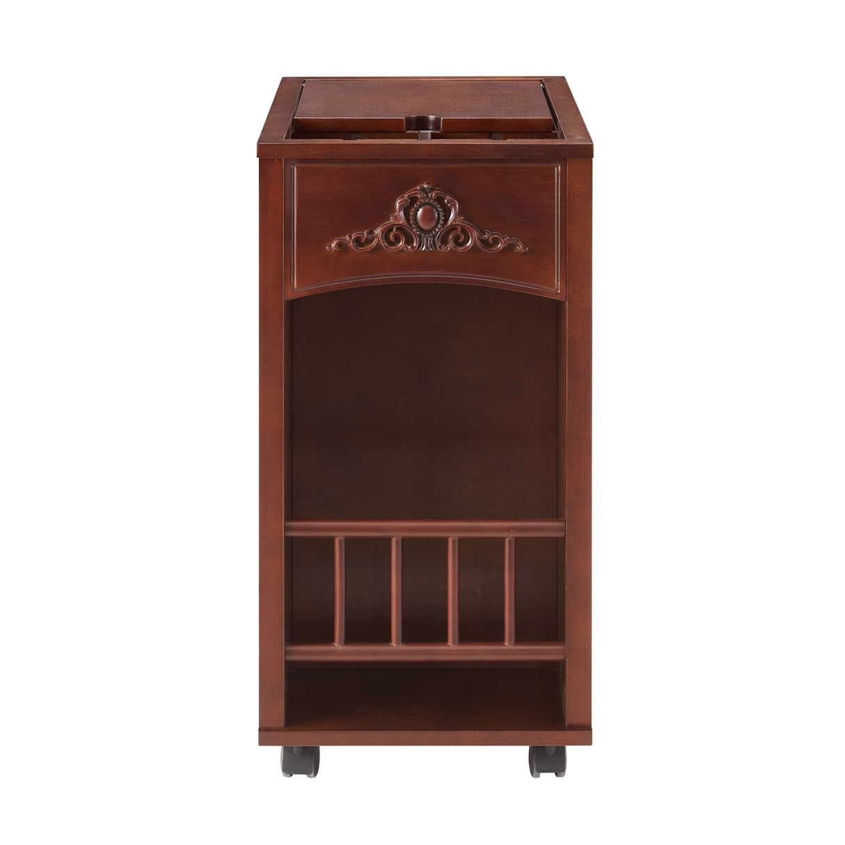 Traditional End Table With Charging Station, Narrow Side Table With USB Ports And Outlets - Red Walnut