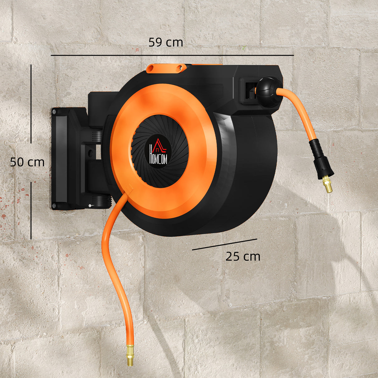HOMCOM Retractable Air Hose Reel with Auto Rewind and Swivel Bracket