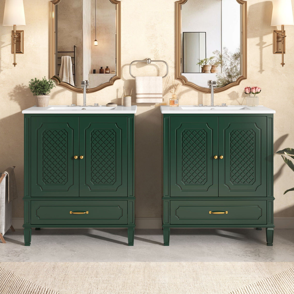 Bathroom Vanity With Sink, Soft Closing Door, Multi Functional Storage
