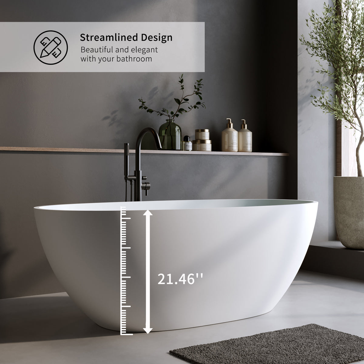 Solid Surface Freestanding Soaking Tub