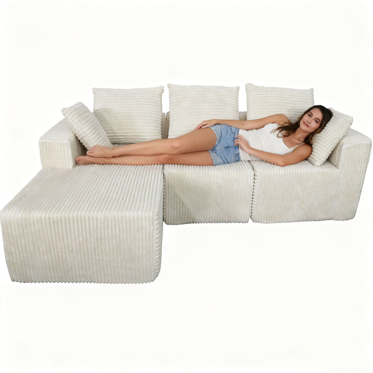 Corner Combination Sofa Sectional Couch With Soft Fabric