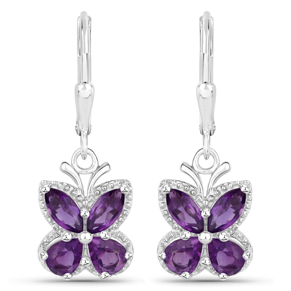 2.12 Carat Genuine Amethyst .925 Sterling Silver Earrings