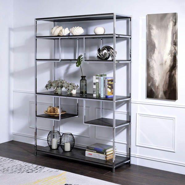 Vonara - Bookshelf - Chrome / Gray / Oak - Best Buy Furniture