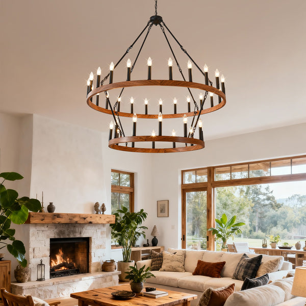 47.24 Inch Large Wagon Wheel Chandelier