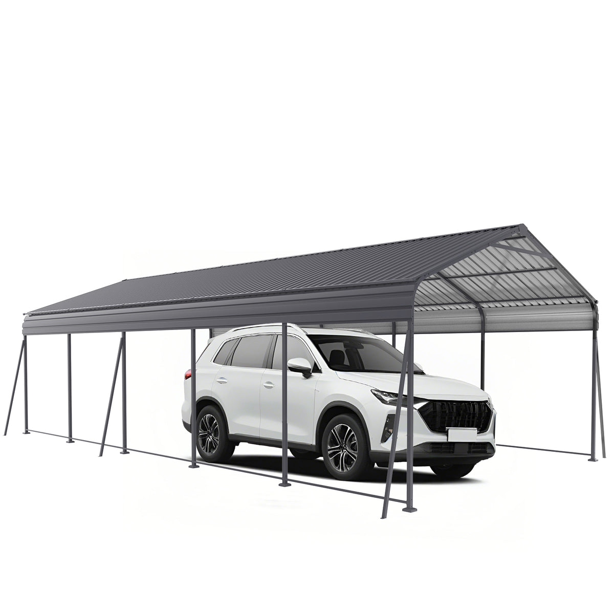 Metal Carport 13 × 26.5 FT with Galvanized Steel Roof