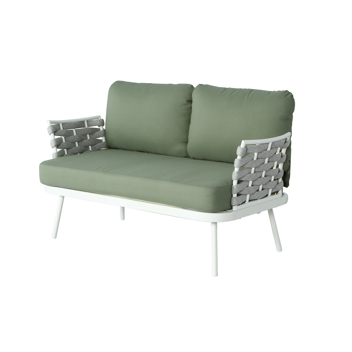 Mariano Steel 4-Pieces Conversation Set, Off White+Green