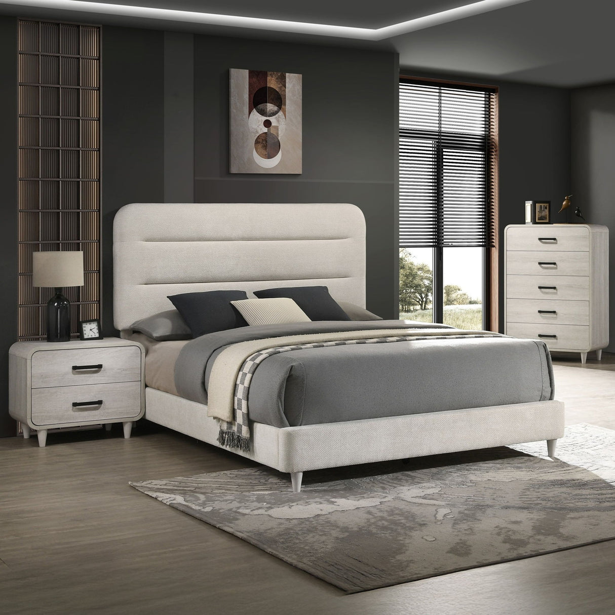 Upholstered Panel Bed, Sleek Lines