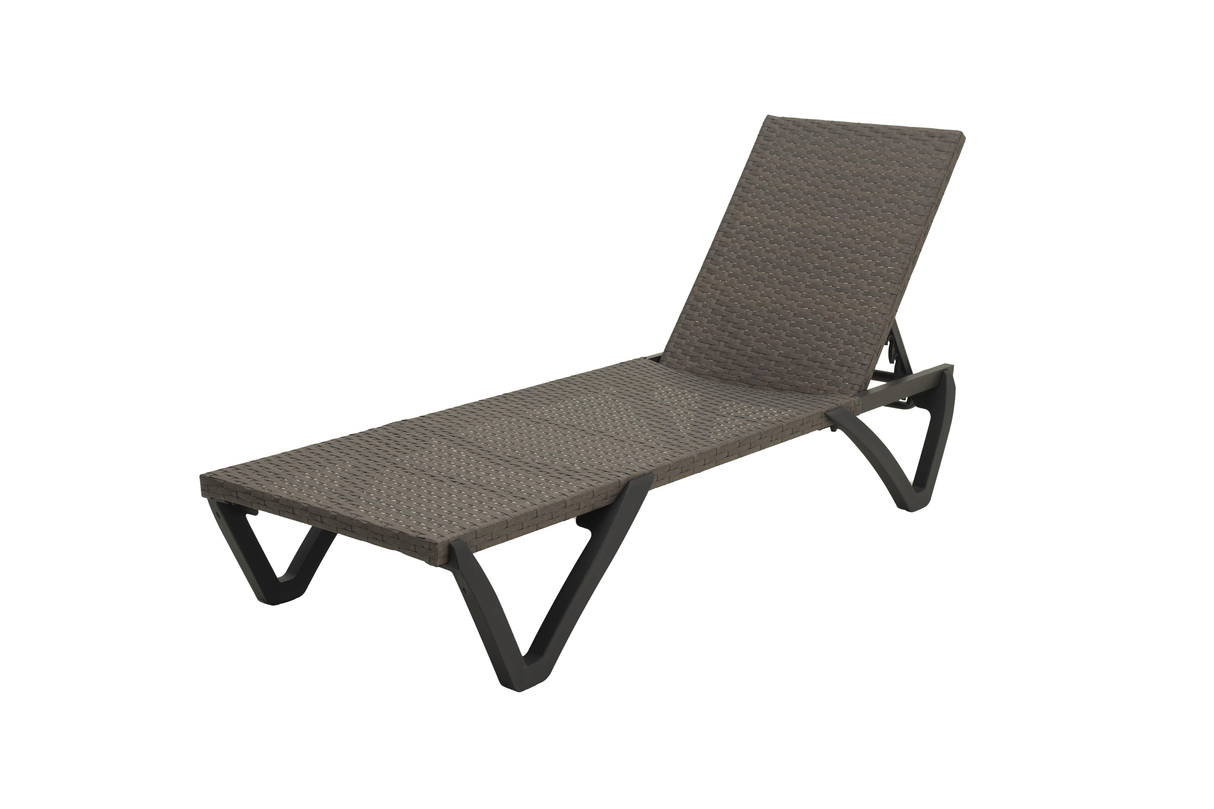 Pool Lounge Chairs Set of 2, Wicker Adjustable Outdoor Chaise Lounge with Wheels