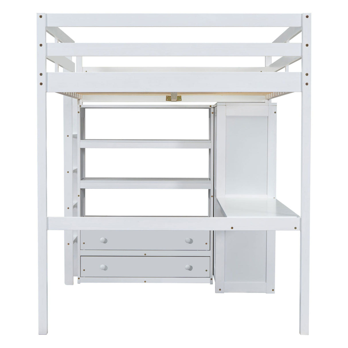 Loft Bed With Built In Wardrobe, Desk, Shelves And Drawers