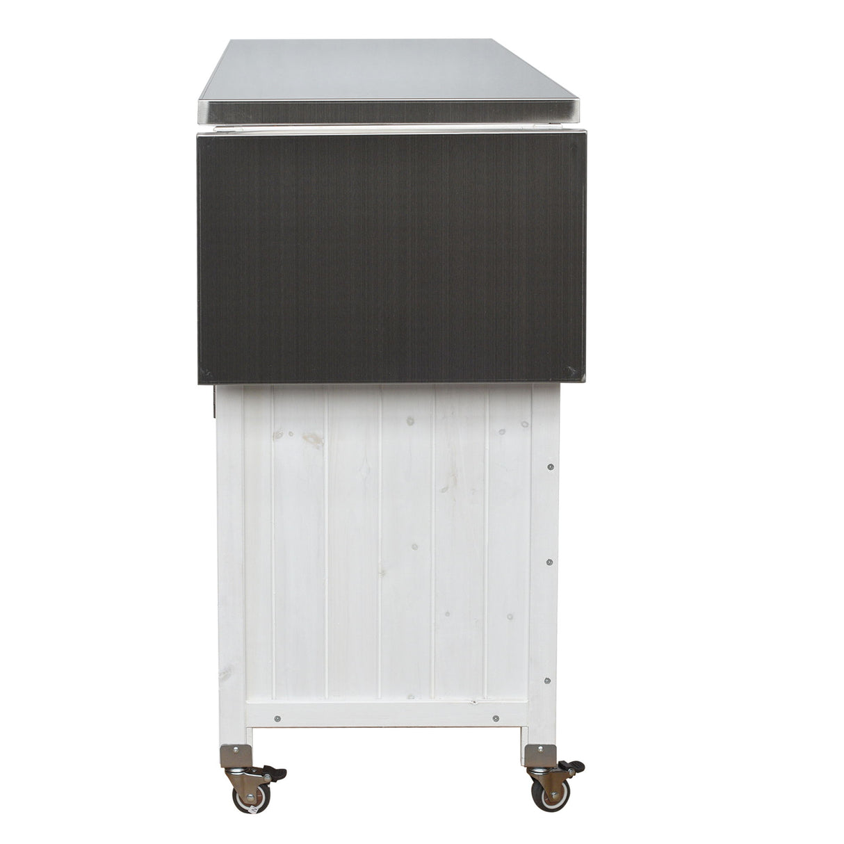 Foldable Outdoor Kitchen Island With Lockable Wheels, Storage Cabinet And Towel Rack For Patio