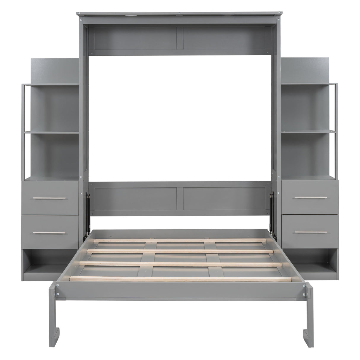 Murphy Wall Bed With LED Lights, Shelves And Drawers