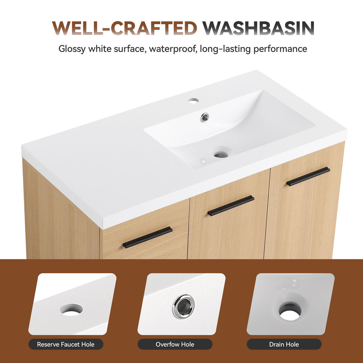 Wall Mounted Floating Bathroom Vanity With Sink, Door & Drawers Modular Cabinet