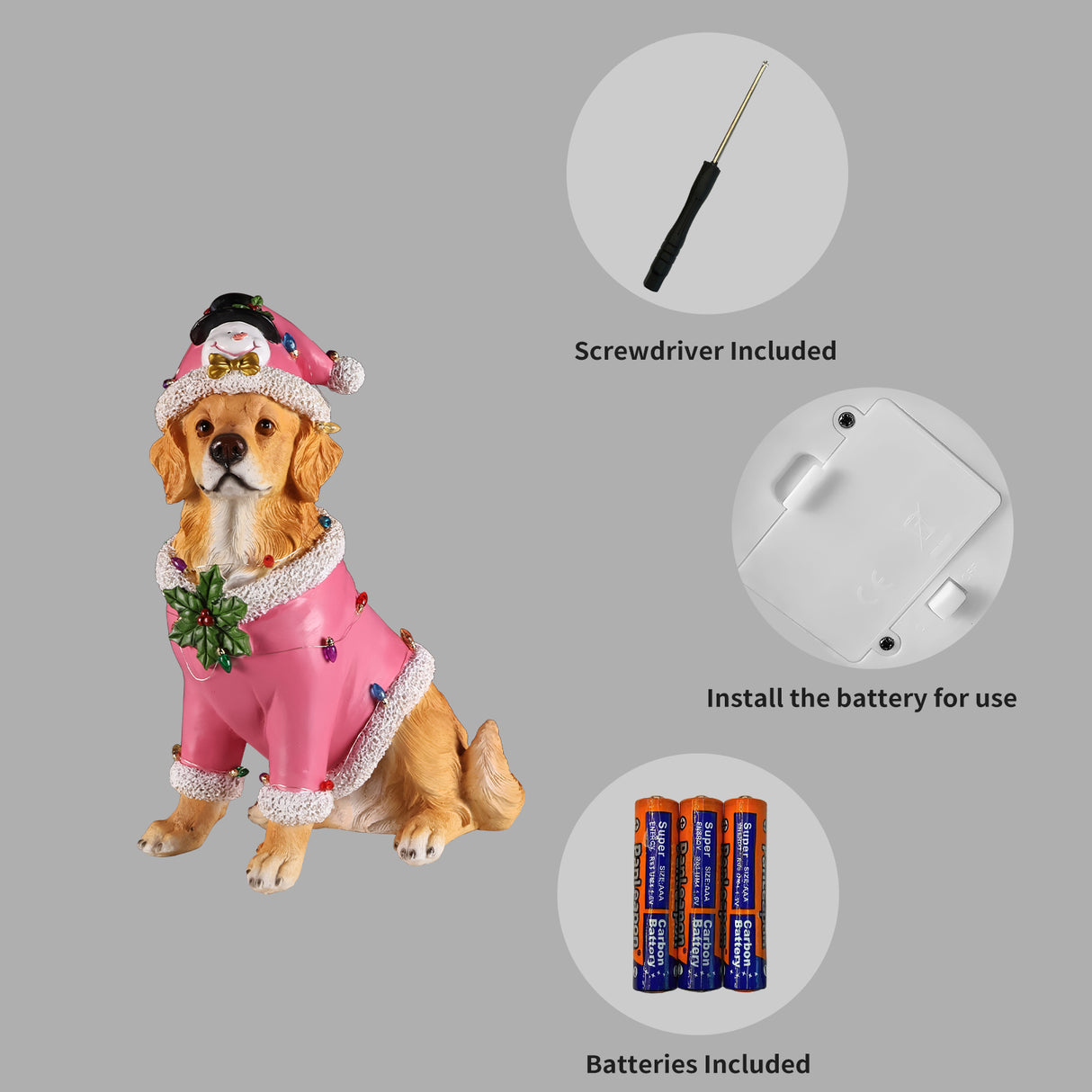 Christmas Golden Retriever Statue