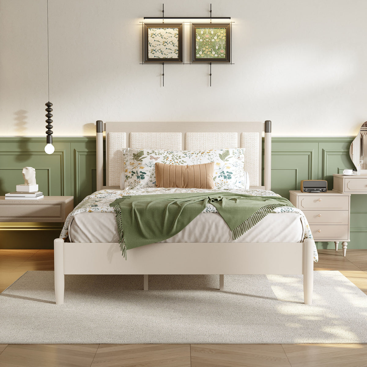 Solid Wood Queen Bed - Heavy Duty Support