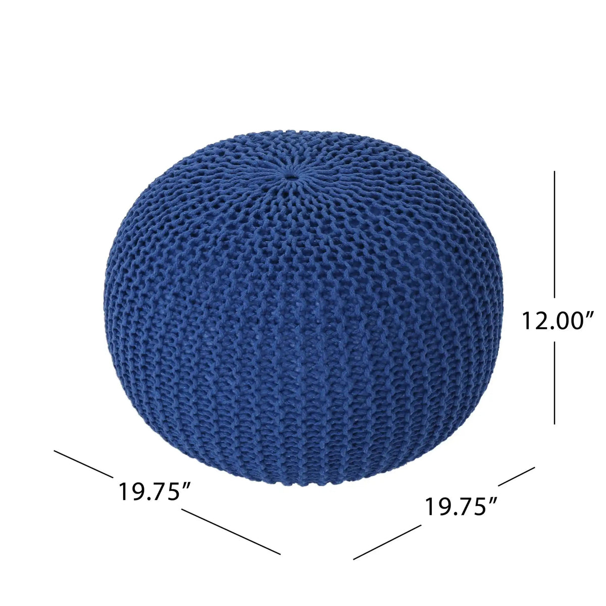 Bazar Knitted Cotton Round Pouf Ottoman with Soft Textured Cover - view 12
