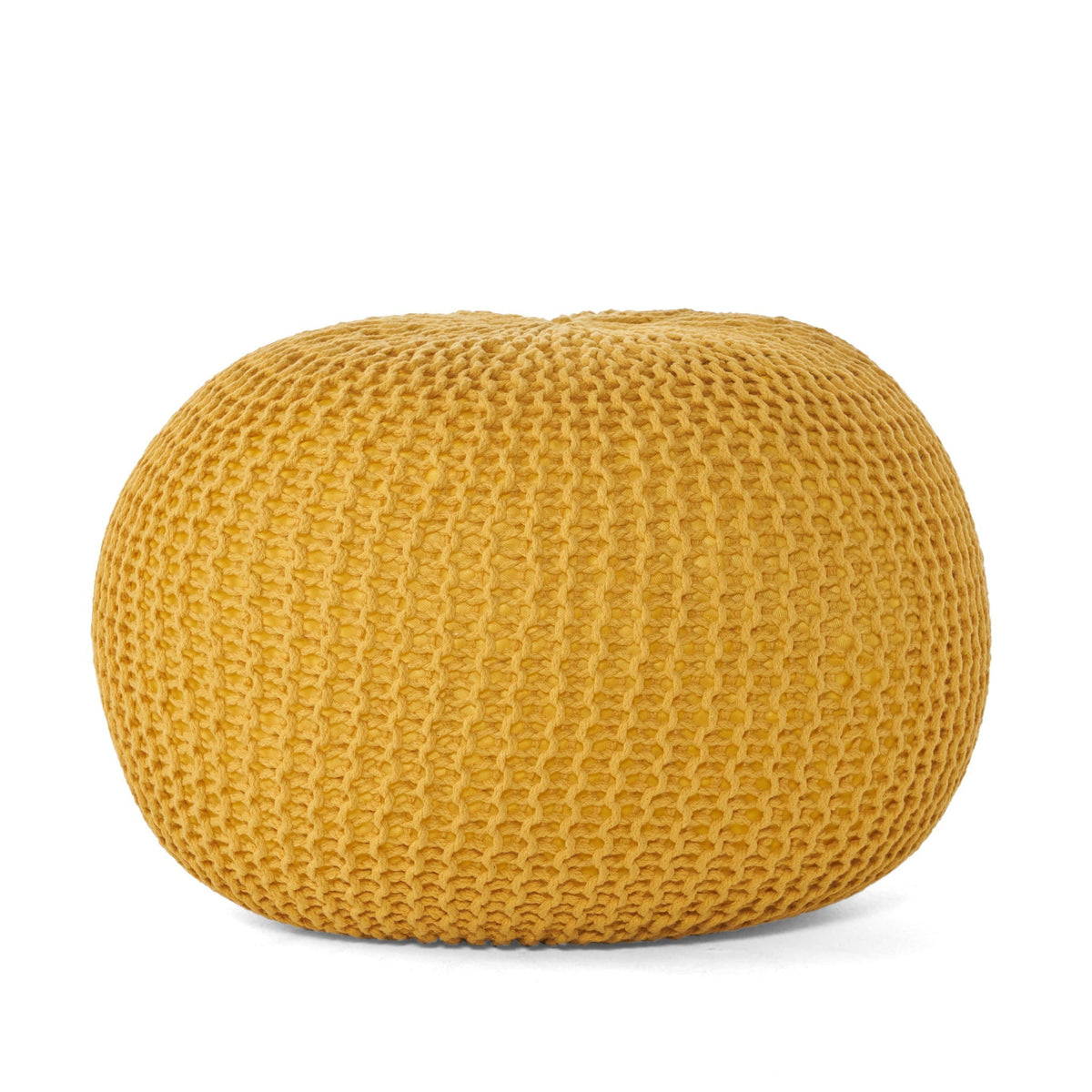 Bazar Knitted Cotton Round Pouf Ottoman with Soft Textured Cover - view 7