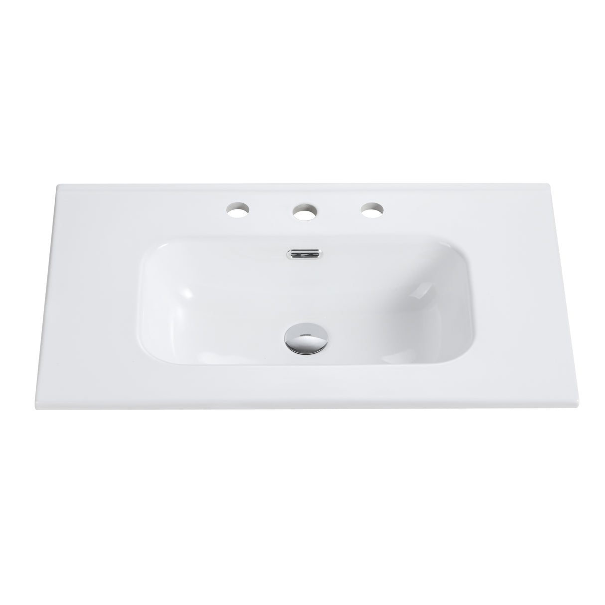 Glossy White Ceramic Integrated Sink