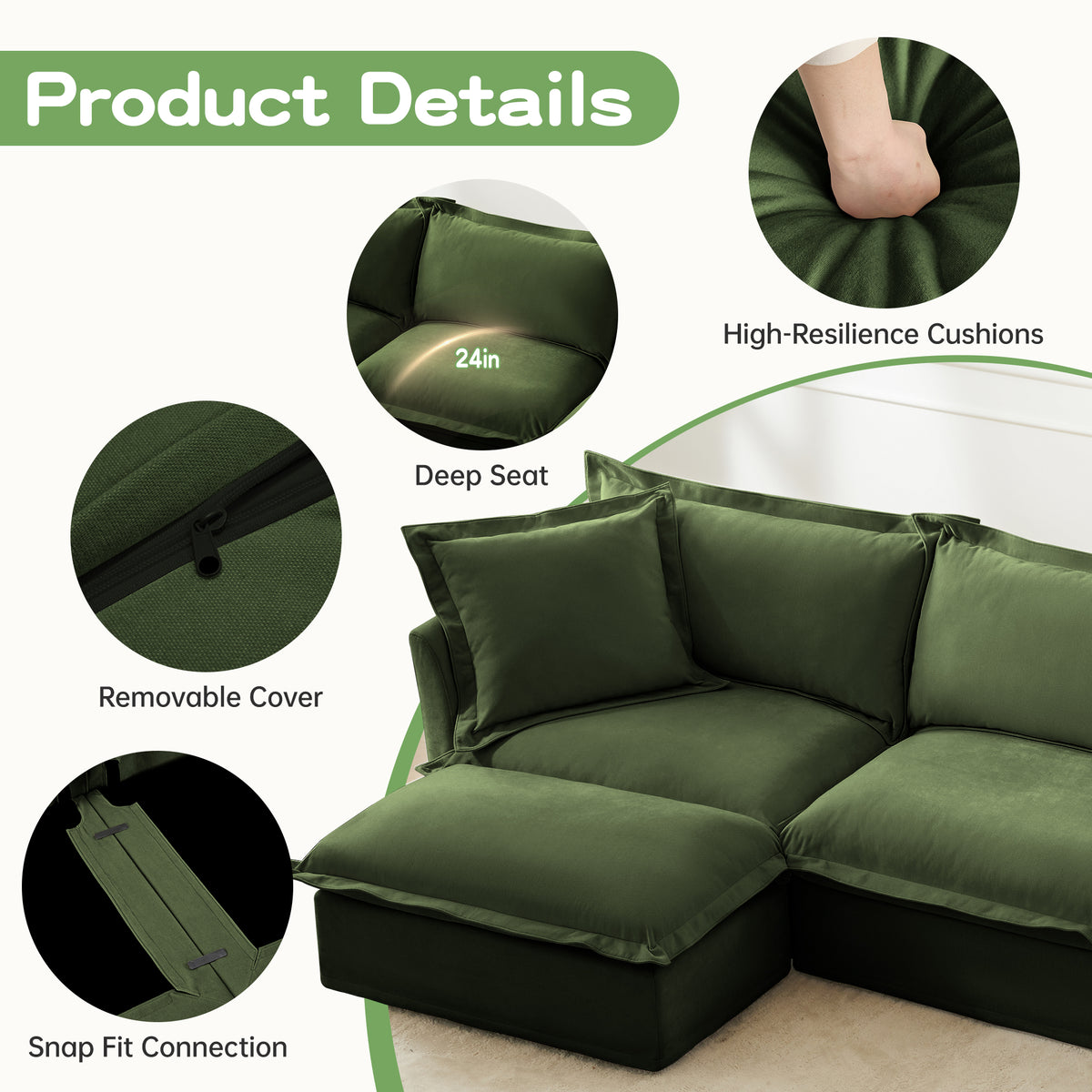 Slipcovered Long Sofa - 4 Seater