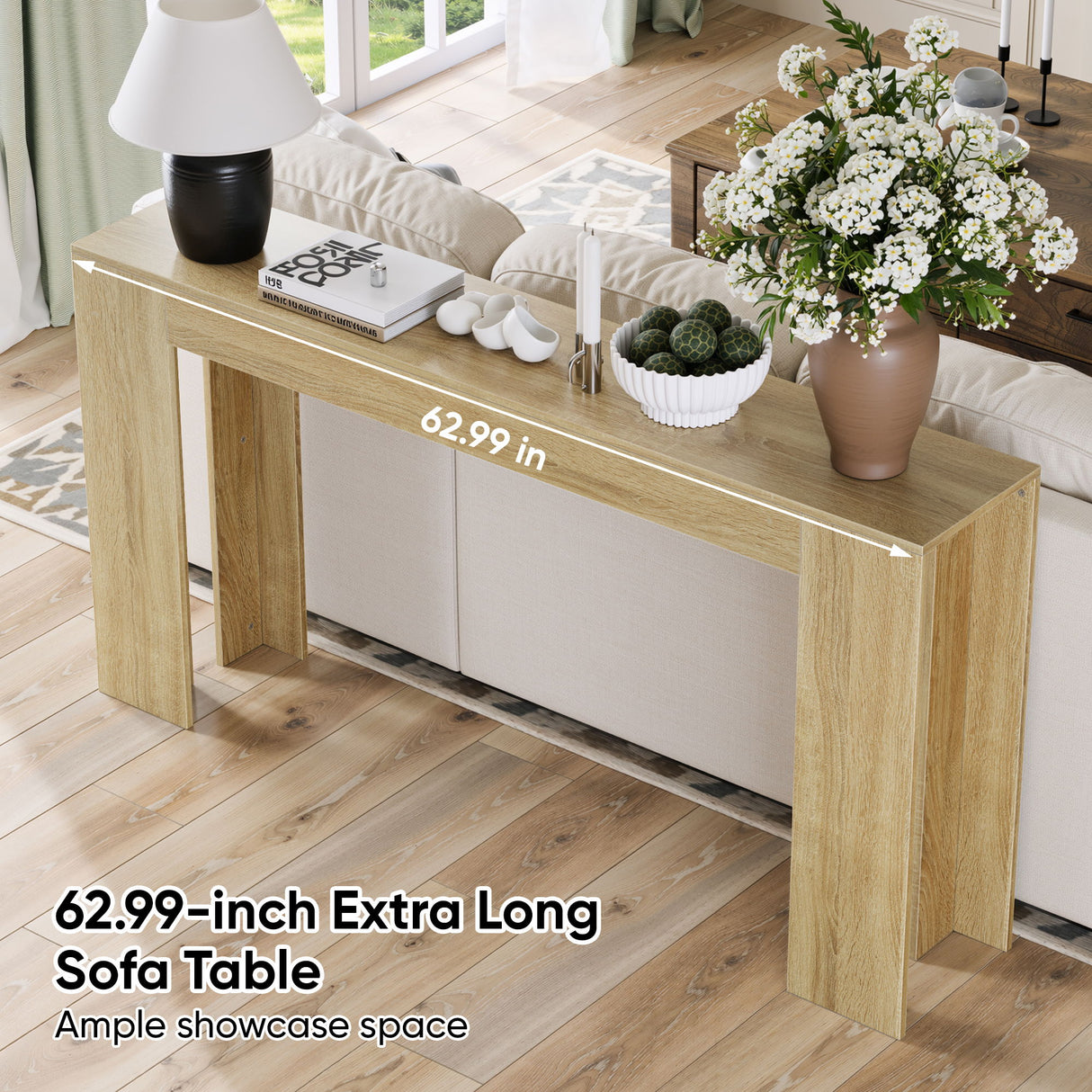 Farmhouse Style Extra Long Walnut Console Table