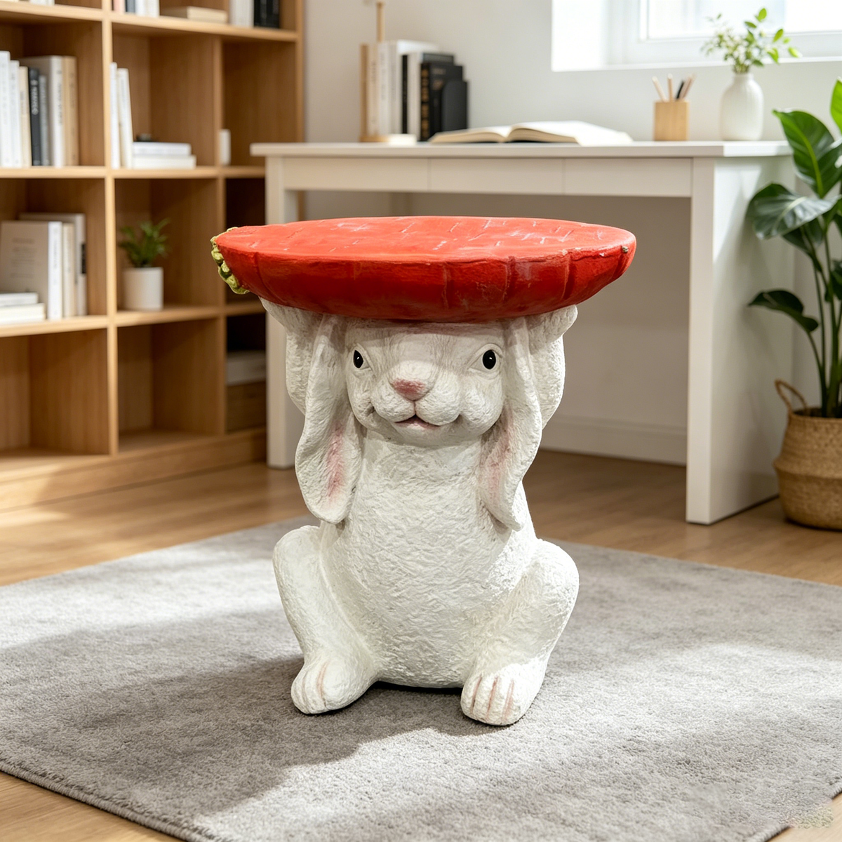 Resin Bunny Side Table with Carrot Top