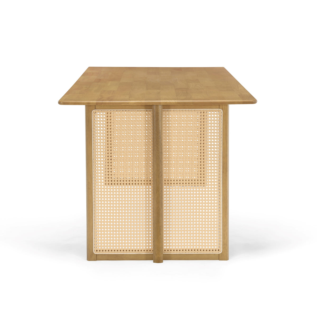 5-Piece Rubber Wood Indoor Dining Set With Rattan & Chairs