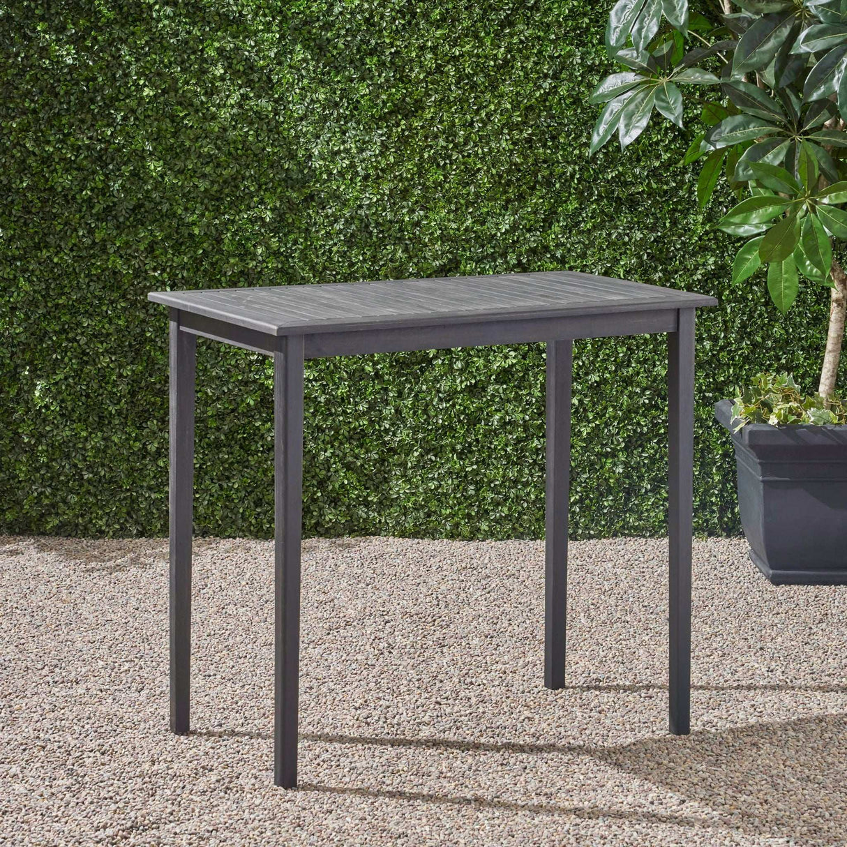 Outdoor Minimalist Acacia Wood Rectangle Bar Table - Best Buy Furniture