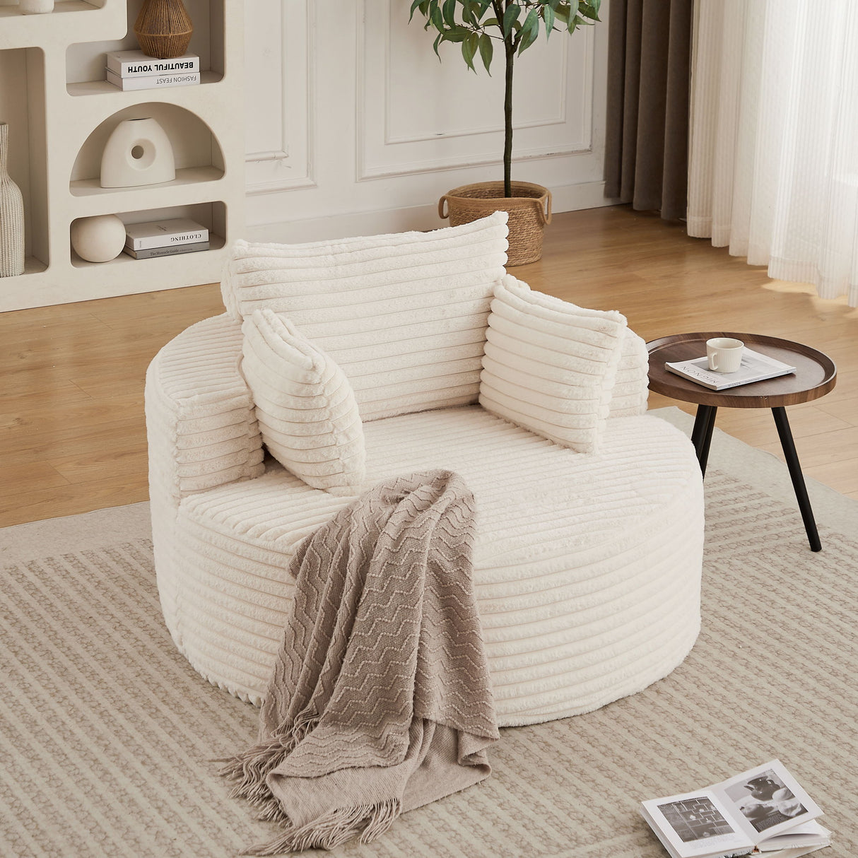 Modern Single Sofa With Backrest Pillow For Living Room