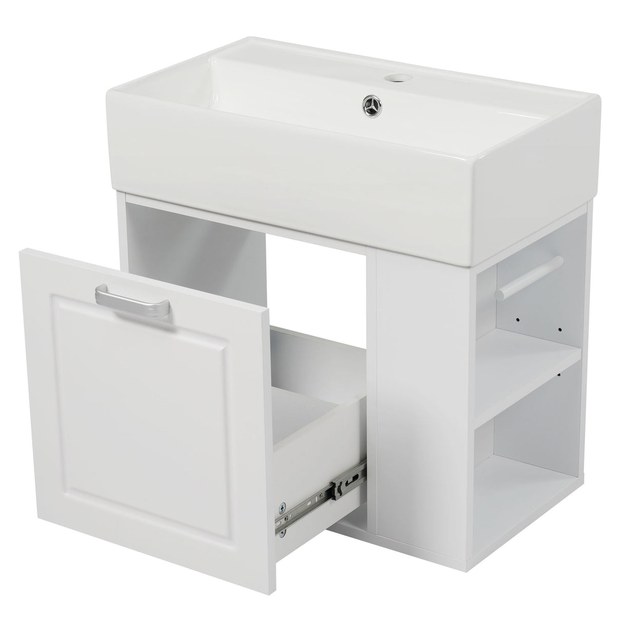 Modern Wall Mounted Bathroom Vanity With Sink, Soft Close Drawer, Adjustable Shelf, Toilet Paper Holder - Best Buy Furniture