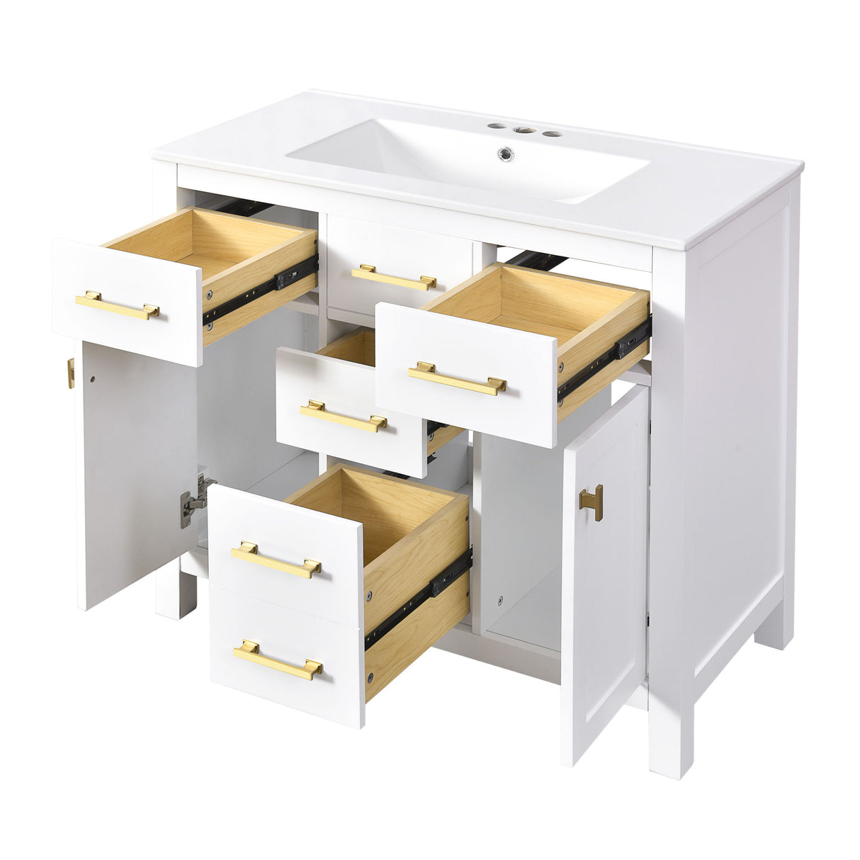 Bathroom Vanity With Sink Combo Set, Modern Bathroom Cabinet With 4 Drawers